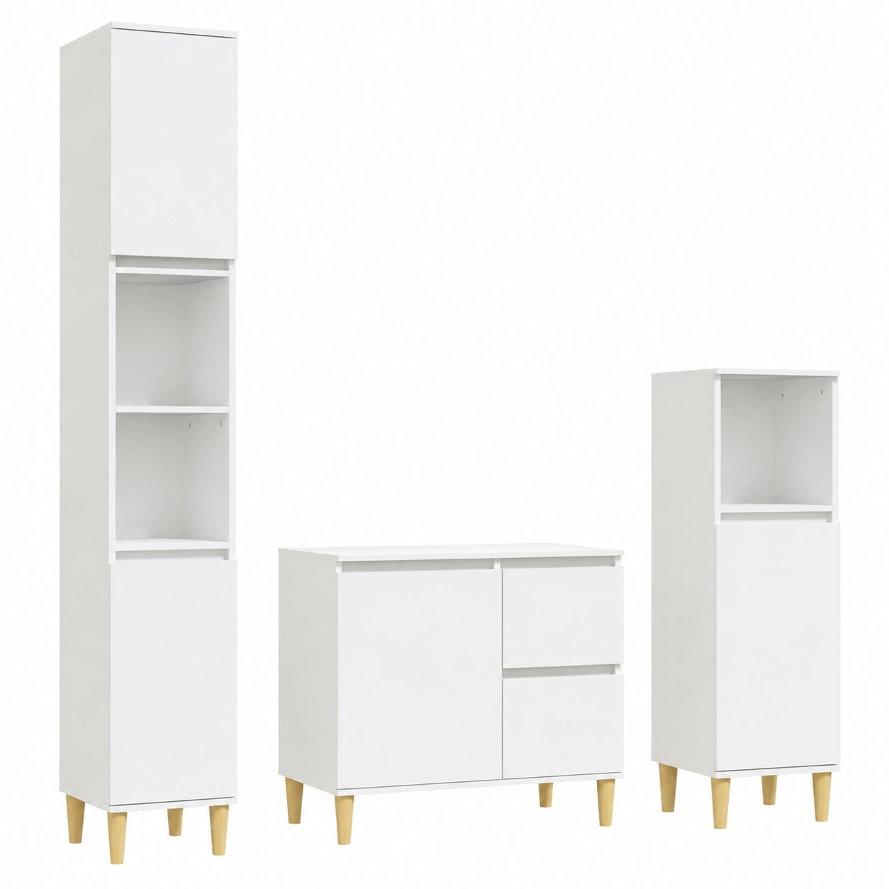 Armoire, avec rangement, 3 pièces, coloris blanc, pour la chambre
