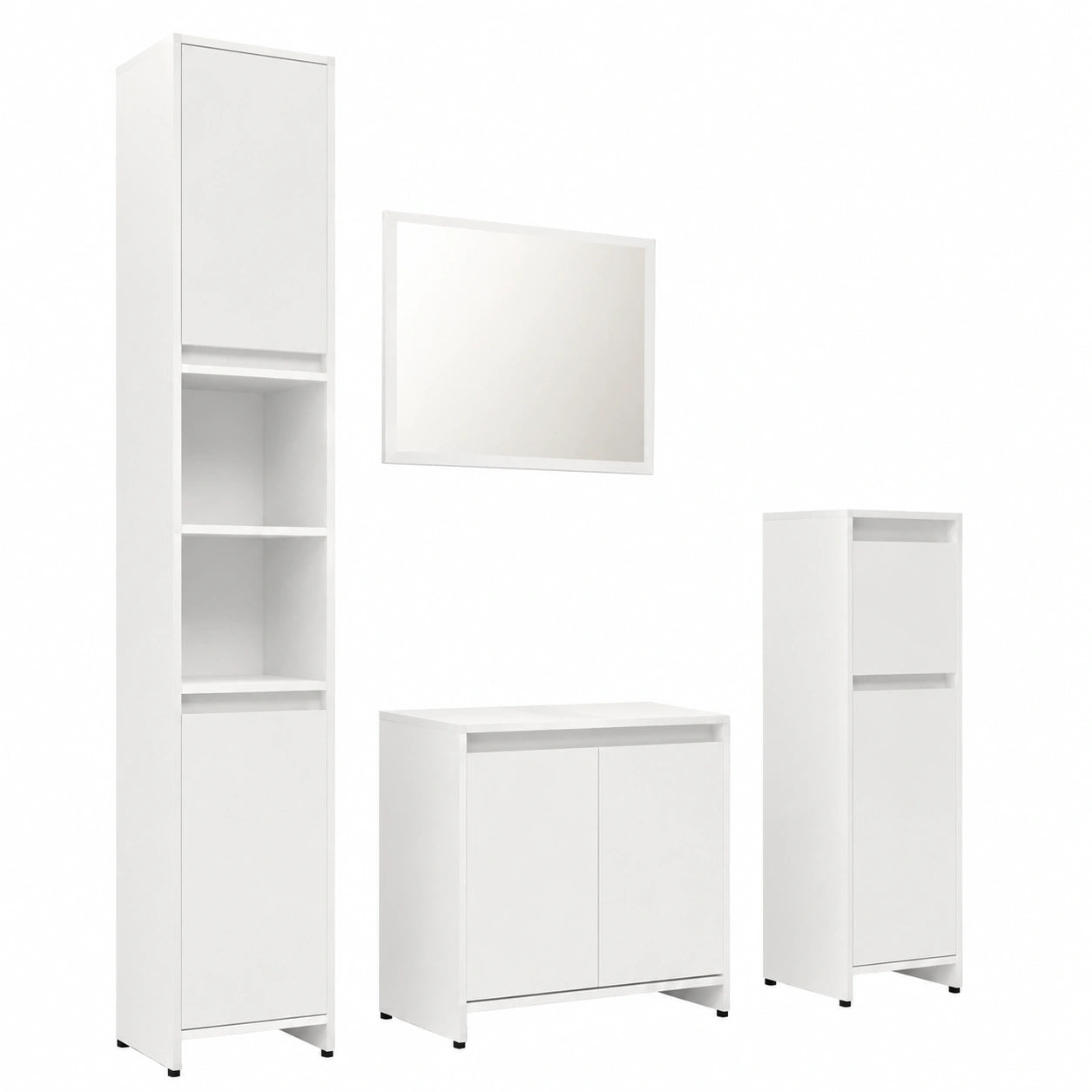 Armoire, avec rangement, 4 pièces, coloris blanc, pour la chambre