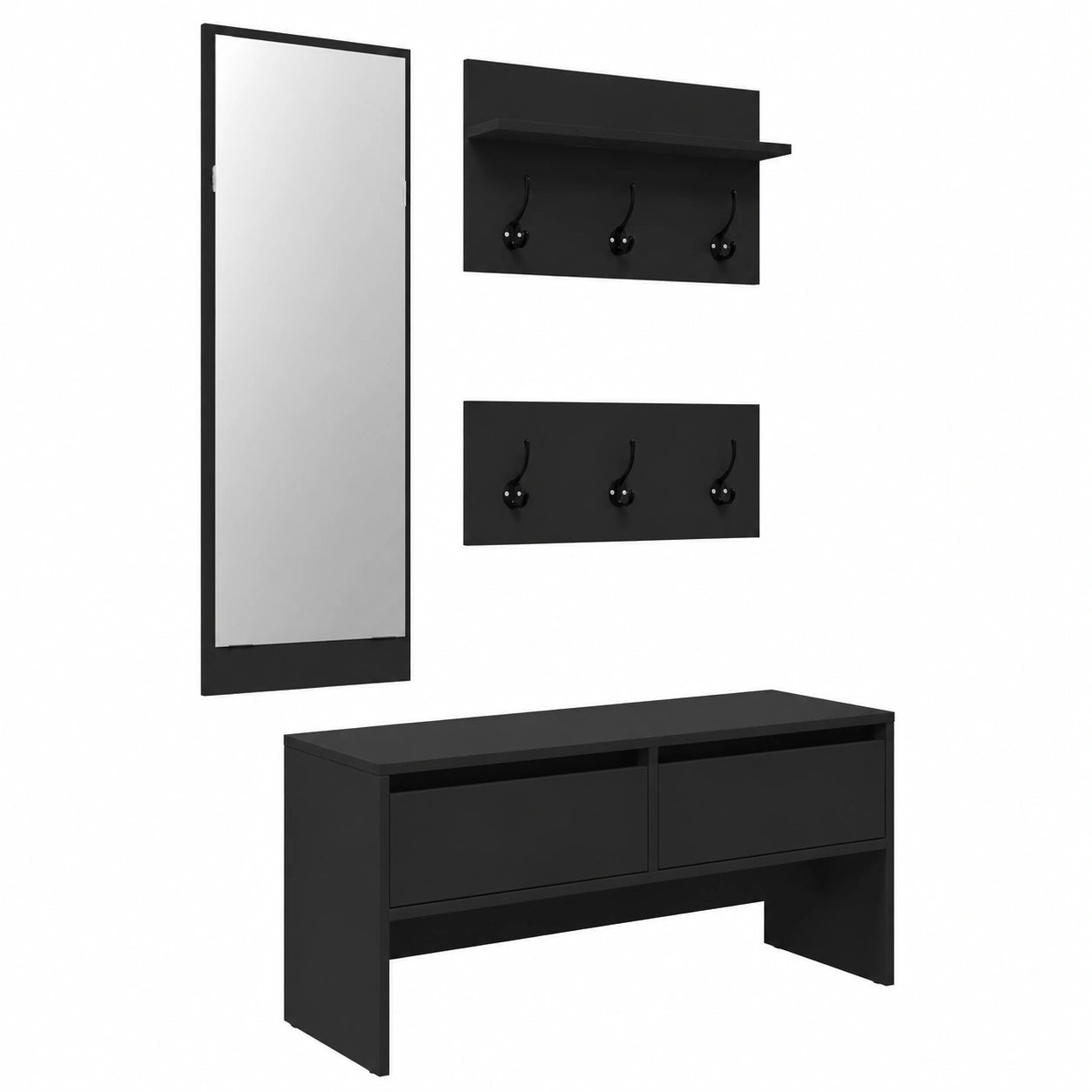 Porte-manteau, 4 pièces, coloris noir, pour l’entrée ou le couloir