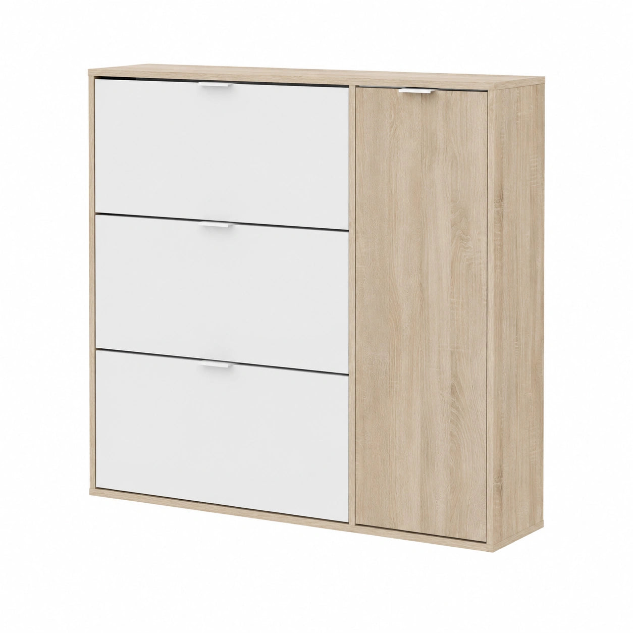 Meuble à chaussures, avec portes, en chêne, coloris blanc, pour l’entrée ou le couloir