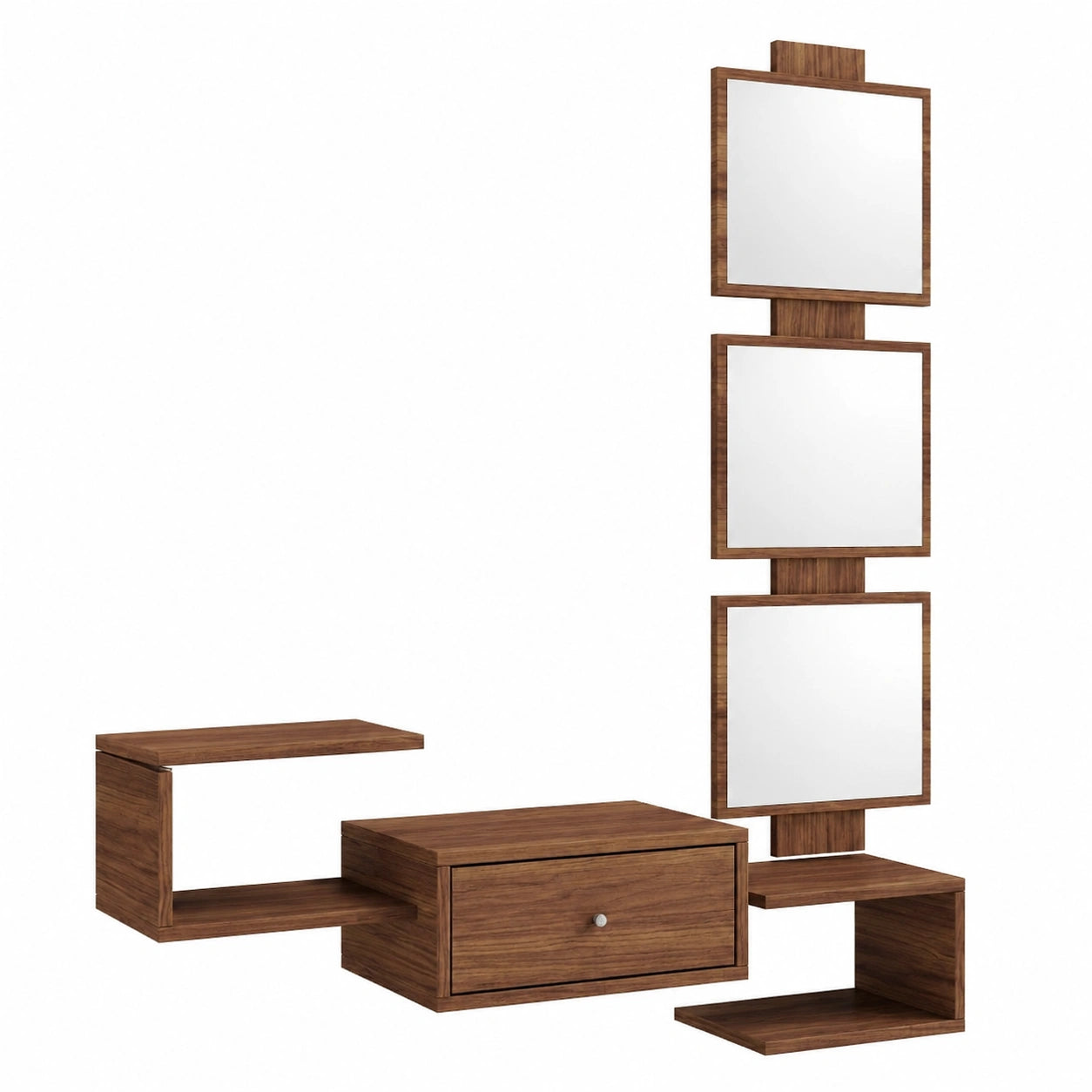 Miroir, avec tiroirs, en noyer, 99,5 x 145 x 29,5 cm, pour l’entrée ou la chambre