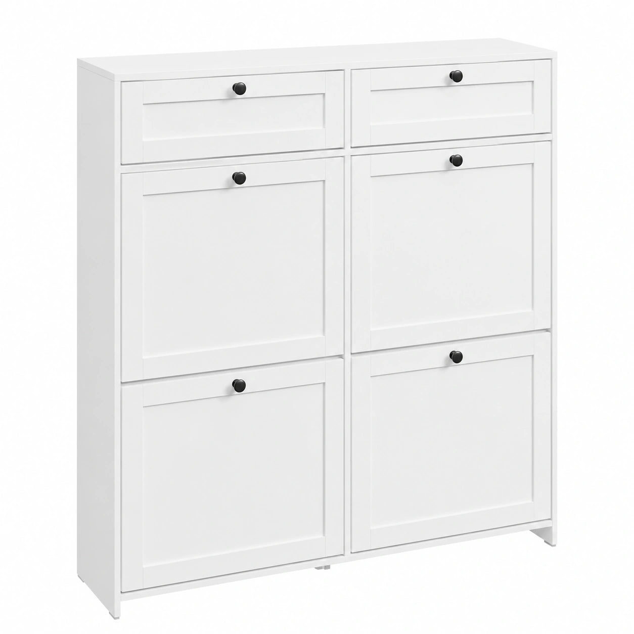 Meuble à chaussures, pliable, avec rangement, avec tiroirs, en panneaux de bois, coloris blanc, pour l’entrée ou le couloir