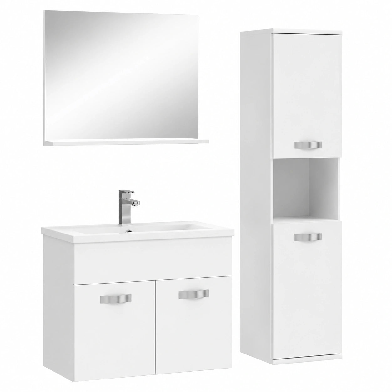 Armoire, 4 pièces, réglable, avec étagères, coloris blanc, pour la chambre