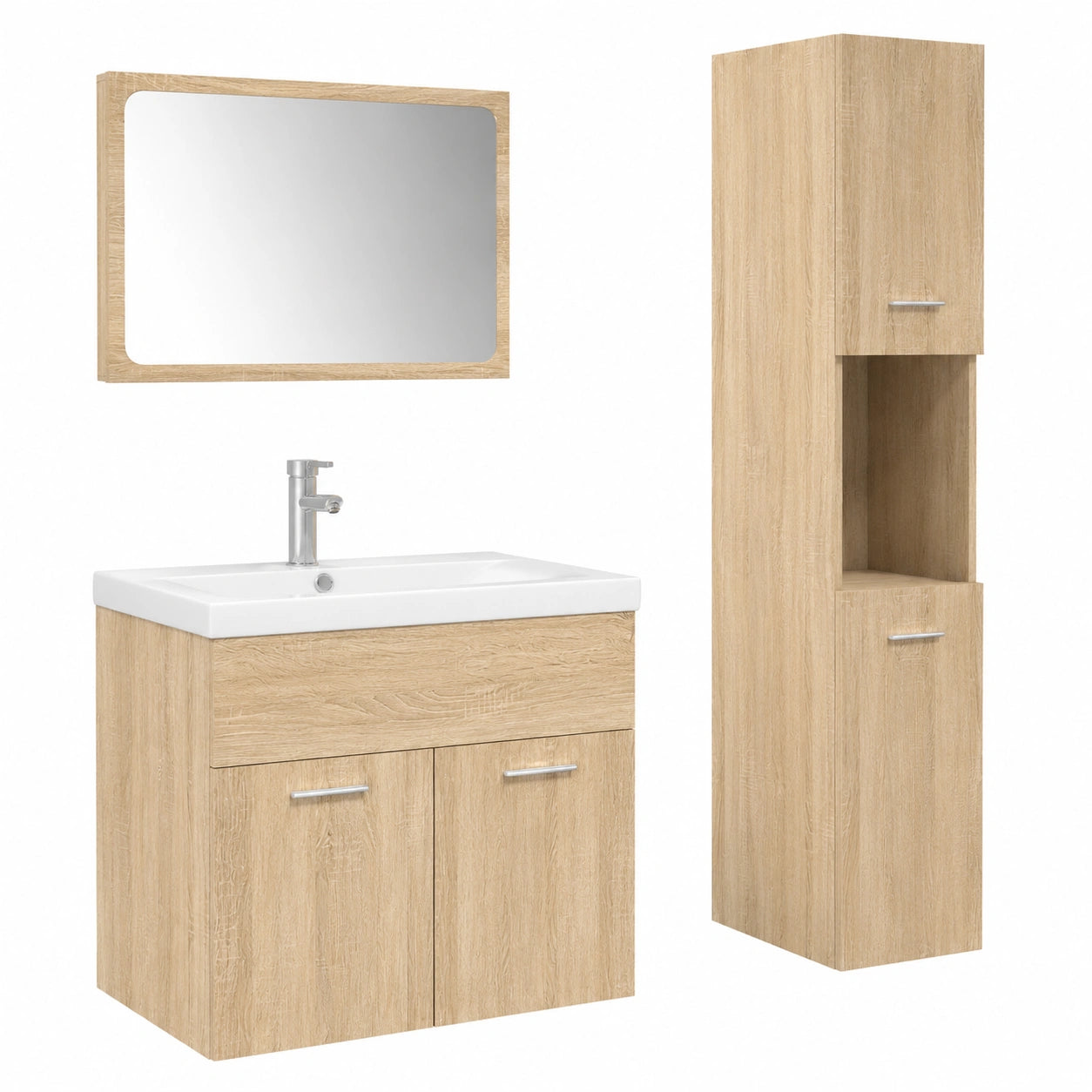 Ensemble de meubles de salle de bain, en chêne, 4 pièces, pour la salle de bain