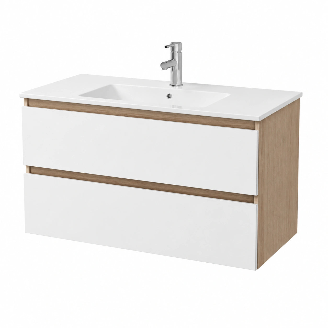 Ensemble de meubles de salle de bain, avec tiroirs, en chêne, coloris blanc, pour la salle de bain