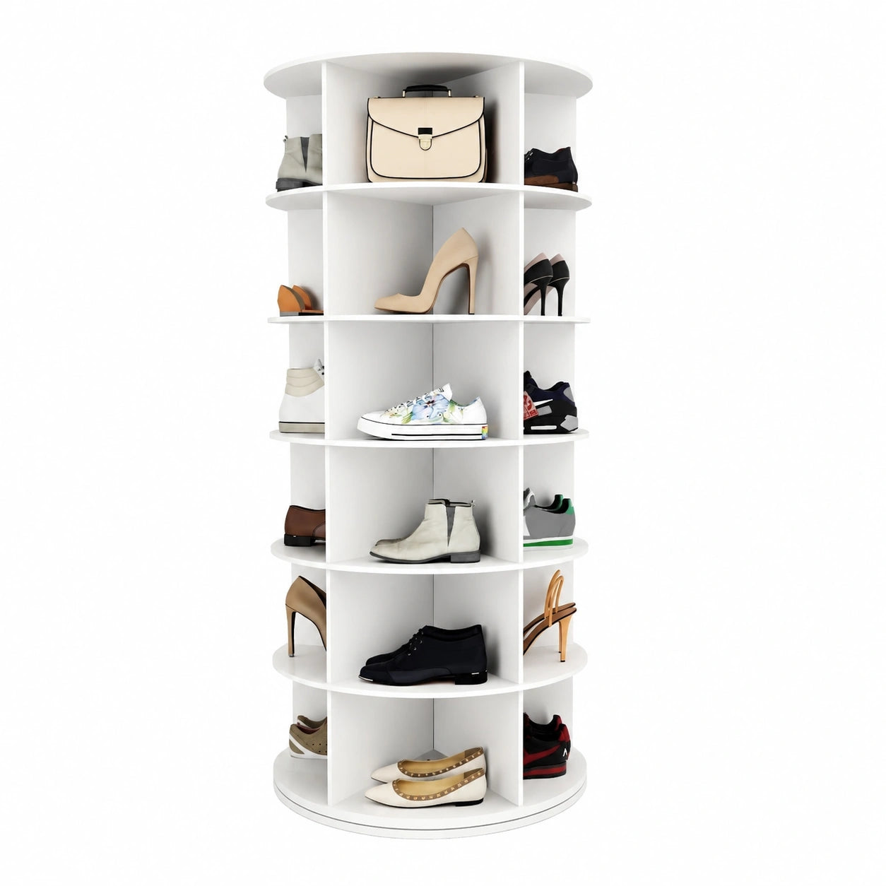 Meuble à chaussures, pivotant, avec étagères, coloris blanc, pour l’entrée ou le couloir