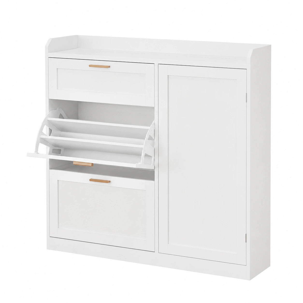 Porte-manteau, réglable, avec rangement, avec tiroirs, 30 x 100 x 104 cm, coloris blanc, pour l’entrée ou le couloir